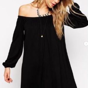 NWT.  ASOS Black Off The Shoulder Swing Dress
